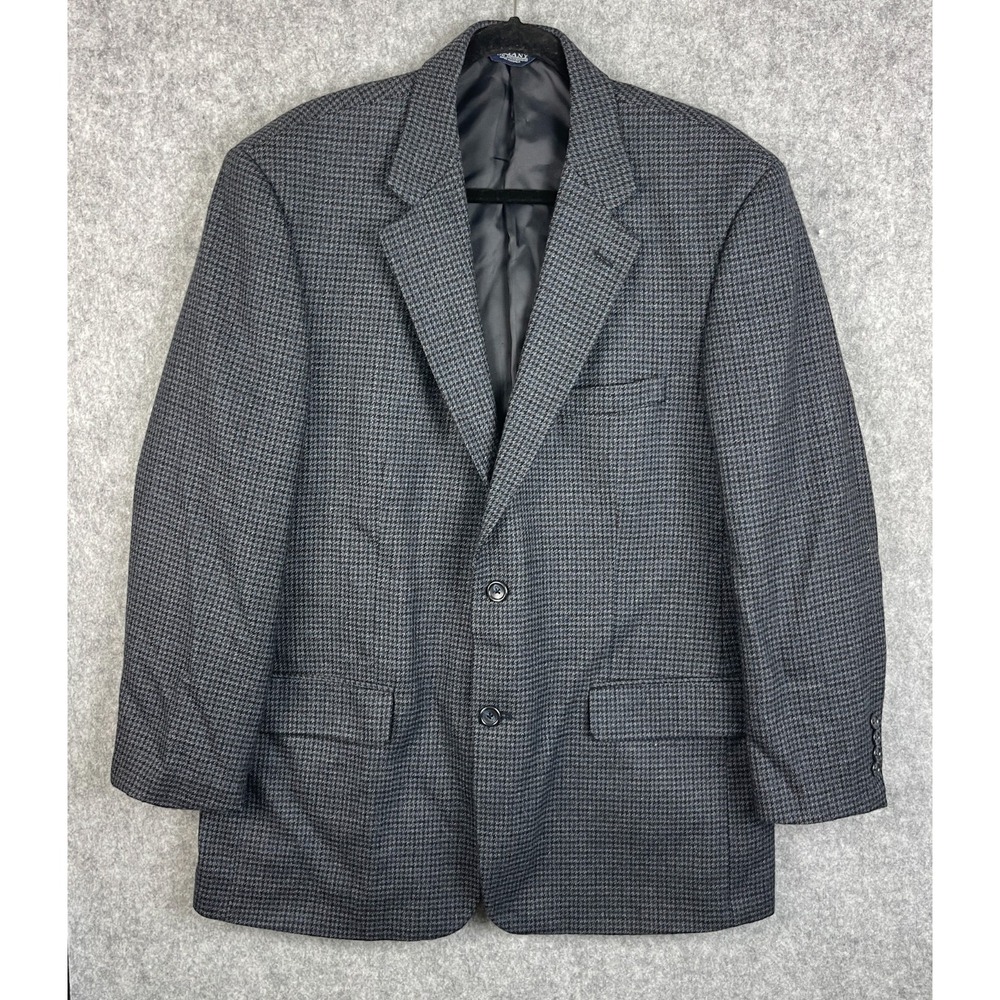 Vintage Botany 500 Lambswool Blazer Sport Coat Mens 42R Houndstooth Academia